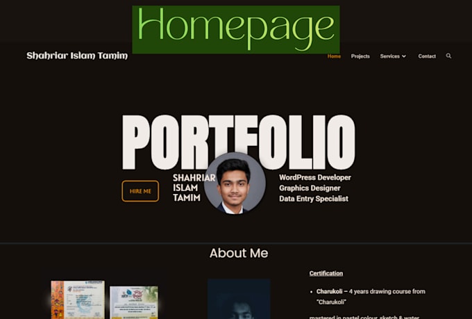 design and develop a professional portfolio website
